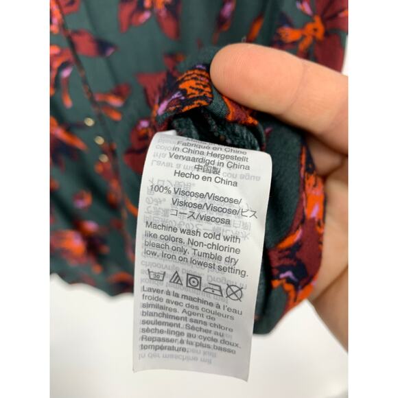 Madewell Easy Dress Womens Small Long Sleeve Button Front Green Floral Print - Picture 4 of 6